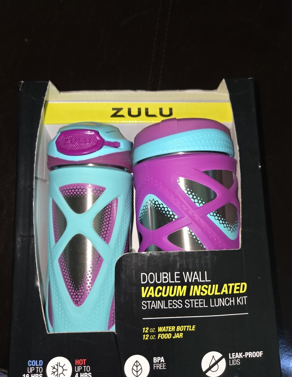 ZUlu Stainless Steel Lunch Kit in Turquoise & Magenta.